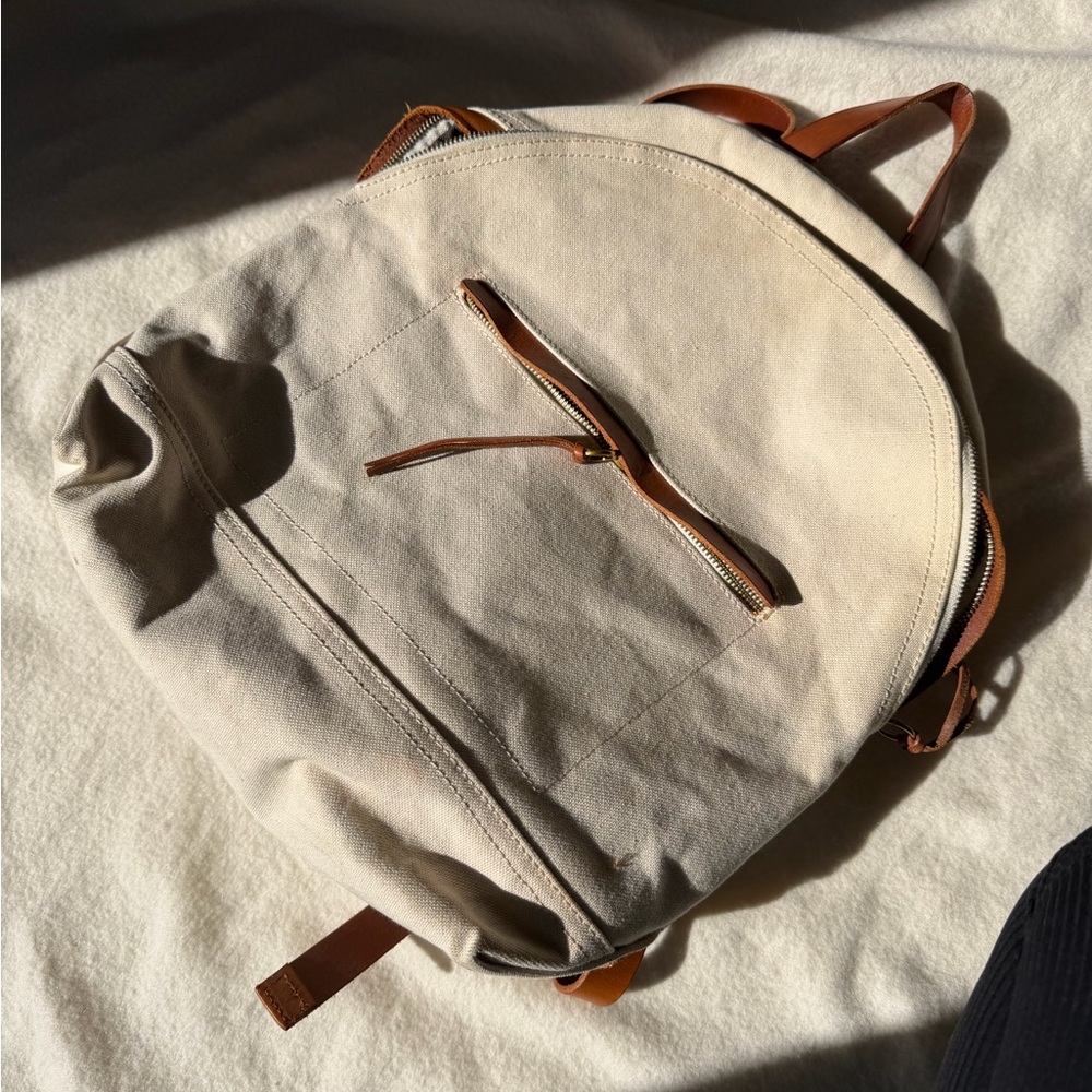 Madewell large leather and Canvas Backpack